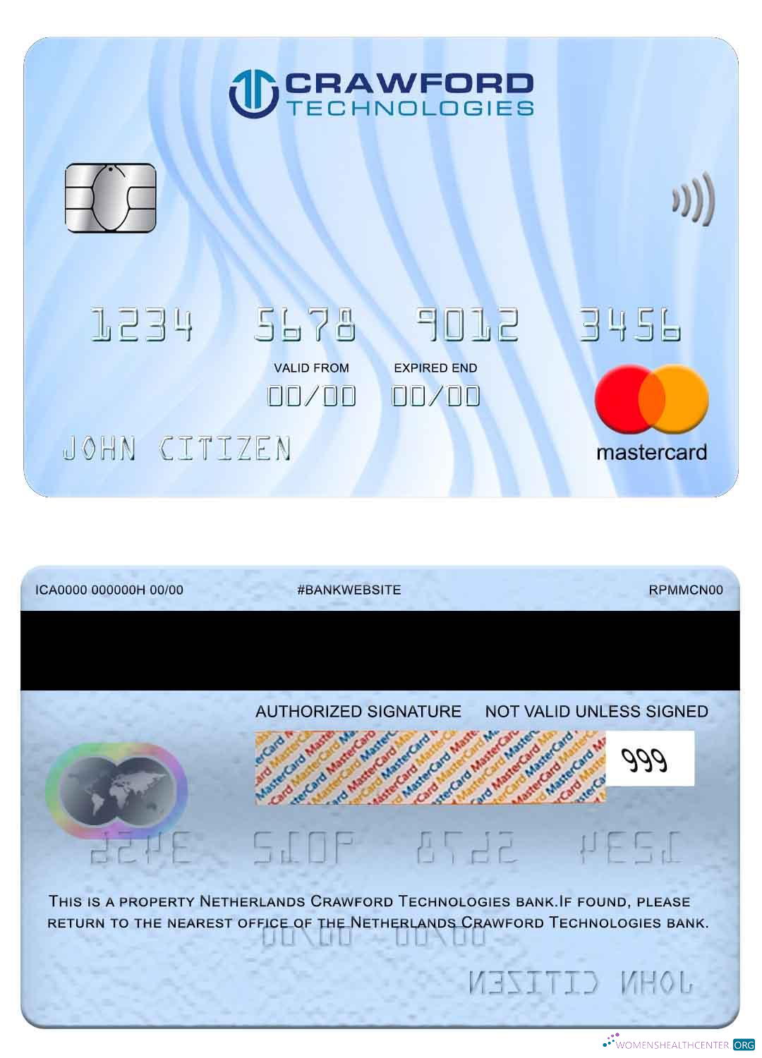 Download Netherlands (Holland) Crawford Technologies Bank mastercard Photoshop template